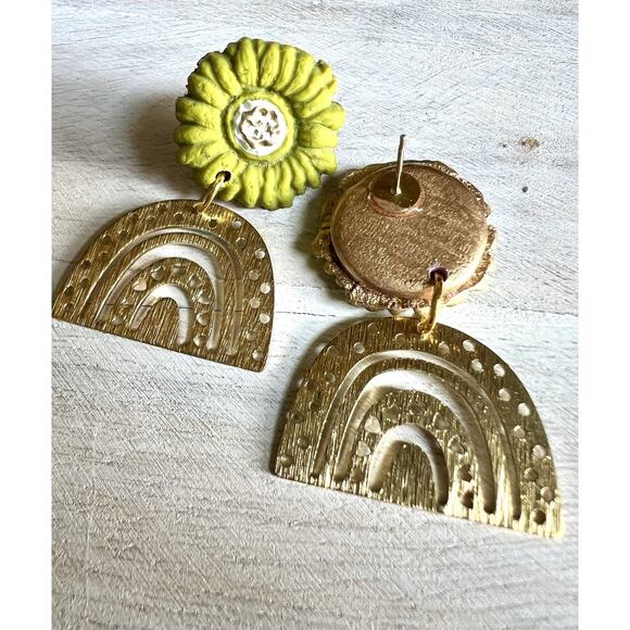 Statement Earrings Handmade Polymer Clay Earrings Handcrafted Artwork Floral - Picture 5 of 7